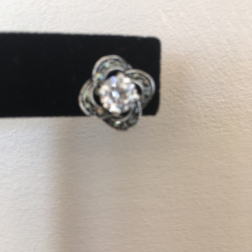 Marcasite and Crystal Stud Earrings - Picture 2 of 3